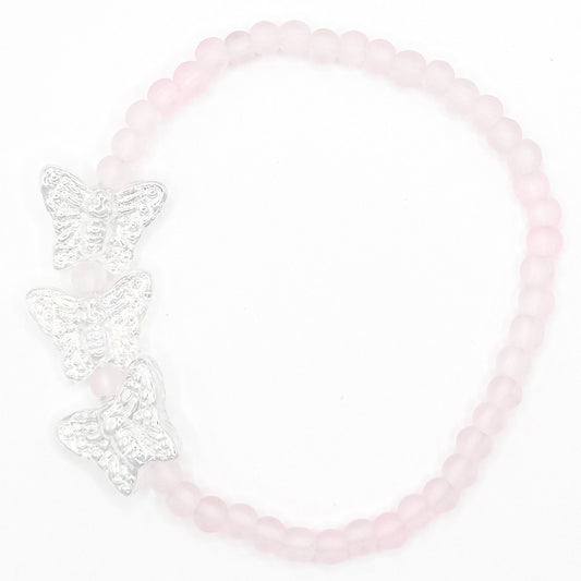 Clear Butterflies Glass Beaded Bracelet