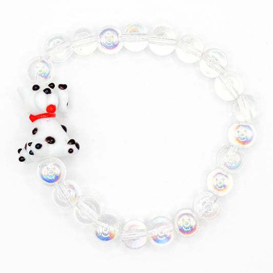 Dalmatian Glass Beaded Bracelet