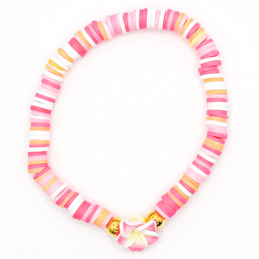 Island Girl Aloha Flower Clay Beaded Bracelet