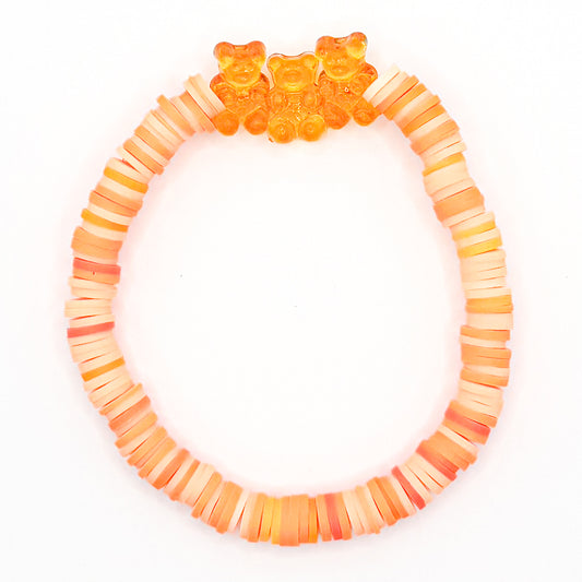 Orange Mini Gummy Bears Clay Beaded Bracelet