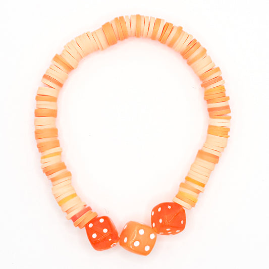 Lucky Orange Clay Beaded Bracelet