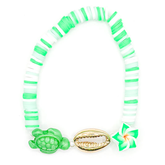 Green Aloha Clay Beaded Bracelet