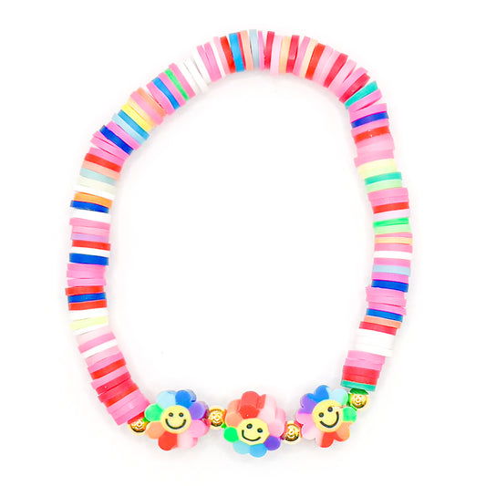 Summer Rainbow Flowers Clay Beaded Bracelet