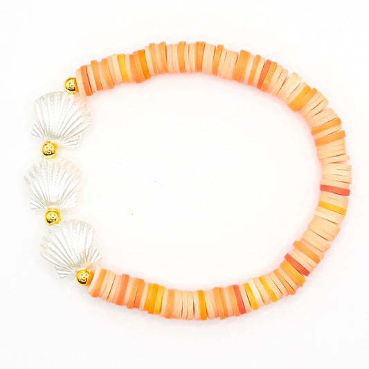 Orange Shells Clay Beaded Bracelet