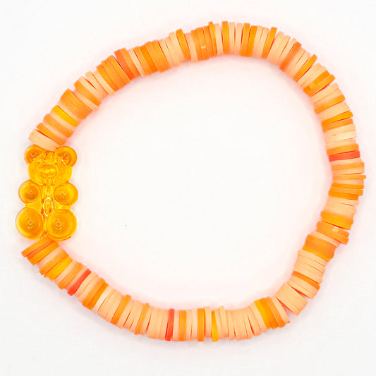 Orange Gummy Bear Clay Beaded Bracelet