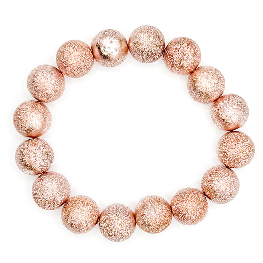 Rose Gold Moon Rock Stacker Beaded Bracelet