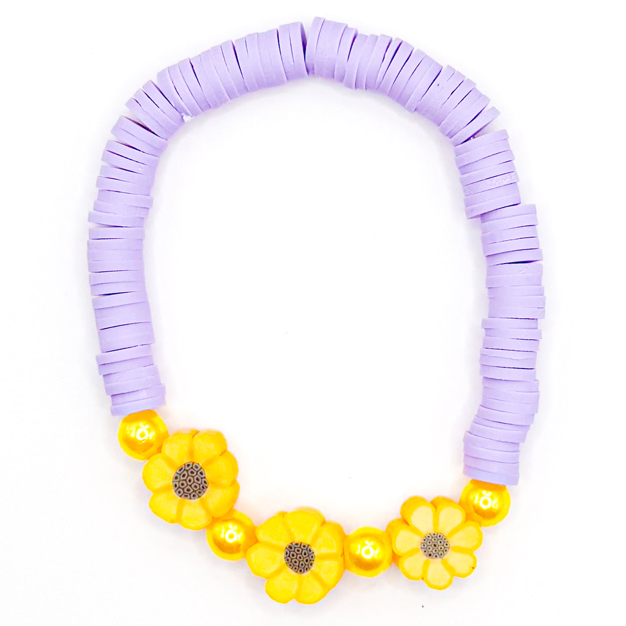 Pastel Sunflowers Clay Beaded Bracelet