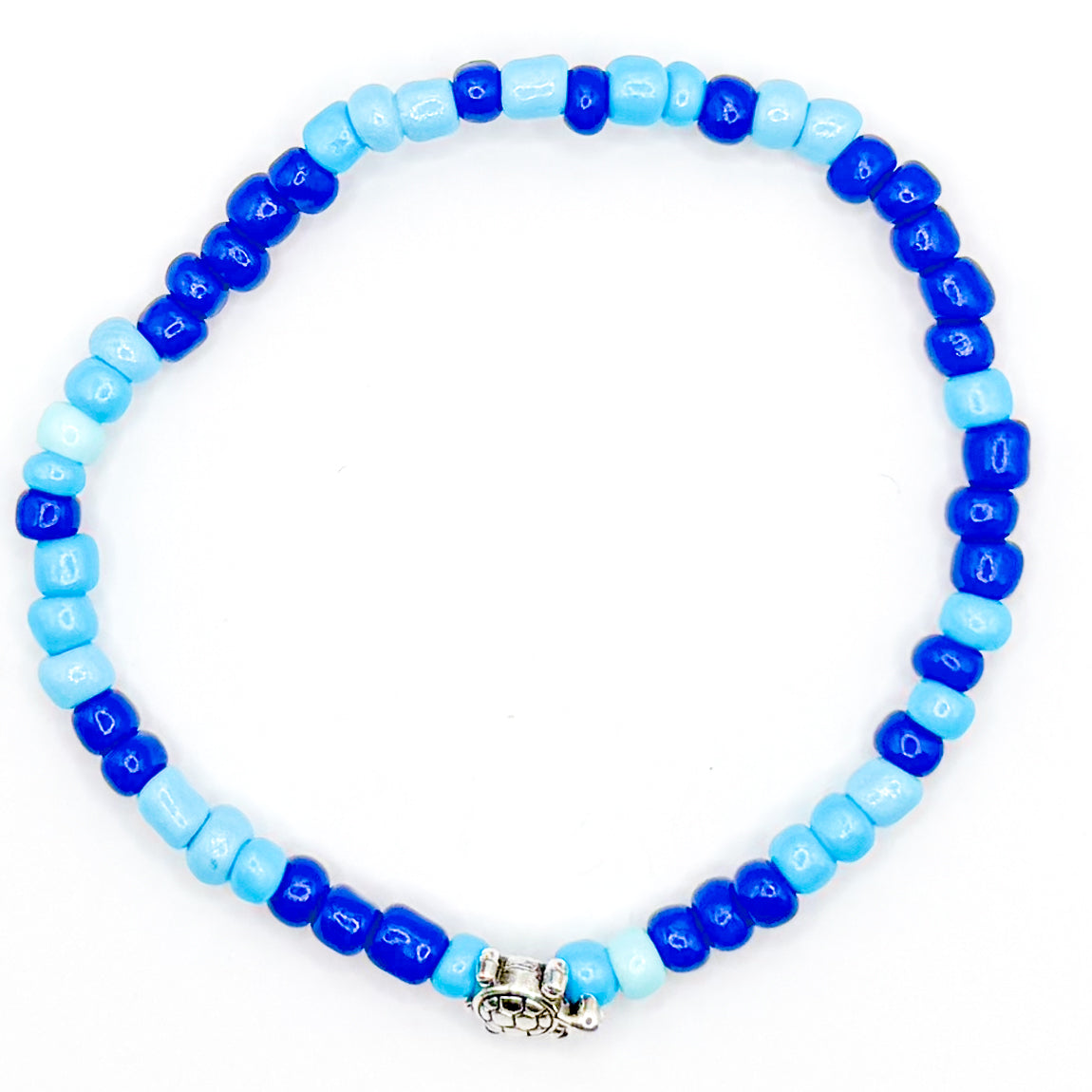Ocean Blue Sea Turtle Seed Beaded Bracelet