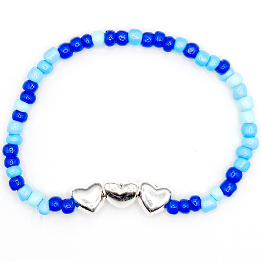 Ocean Blue LOVE Seed Beaded Bracelet