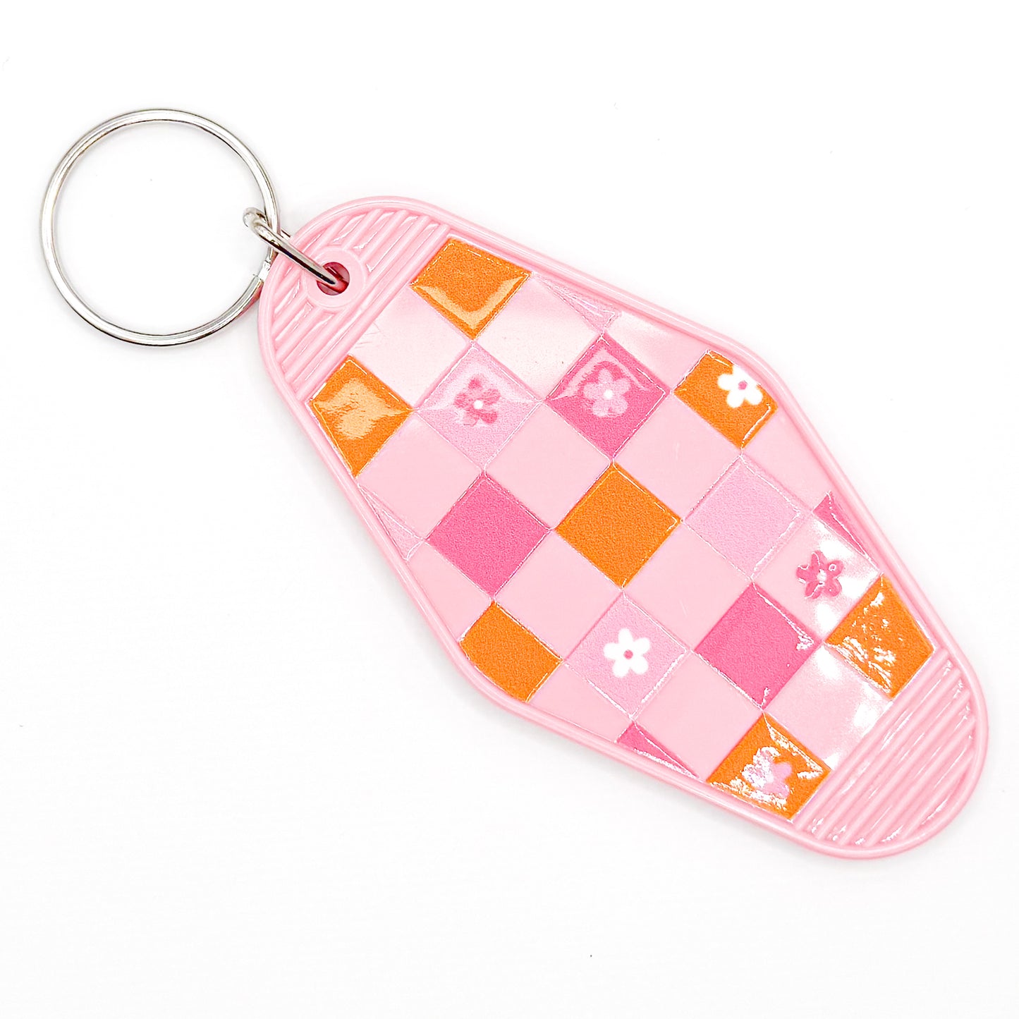Pink Groovy Flowers Keychain