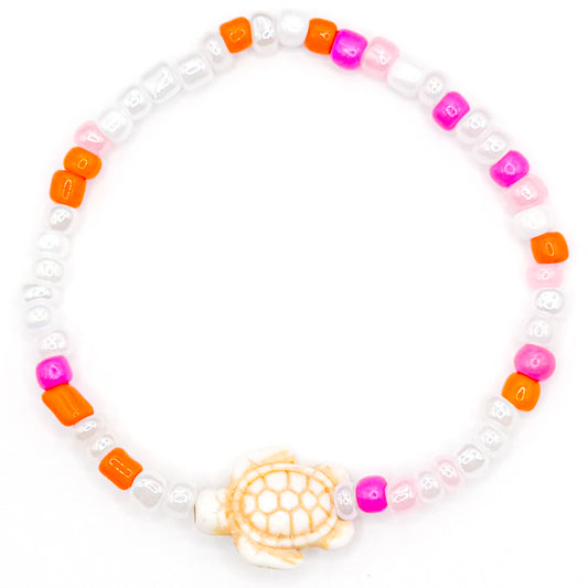 Summer Confetti Sea Turtle Seed Beaded Bracelet