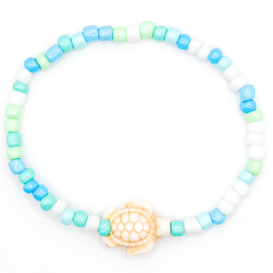 Ocean Sparkle Sea Turtle Seed Beaded Bracelet