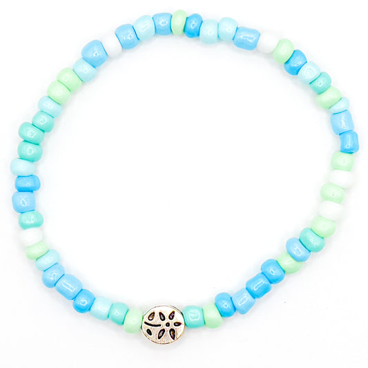 Ocean Sparkle Flower Seed Beaded Bracelet