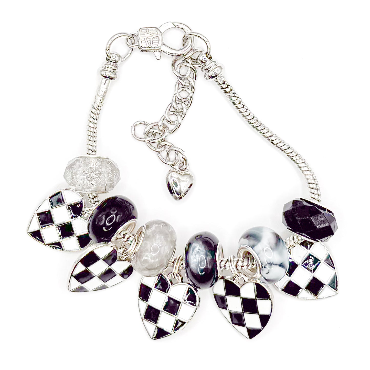 Checker Hearts European Charm Bracelet
