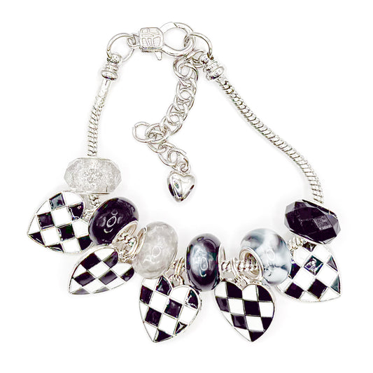 Checker Hearts European Charm Bracelet