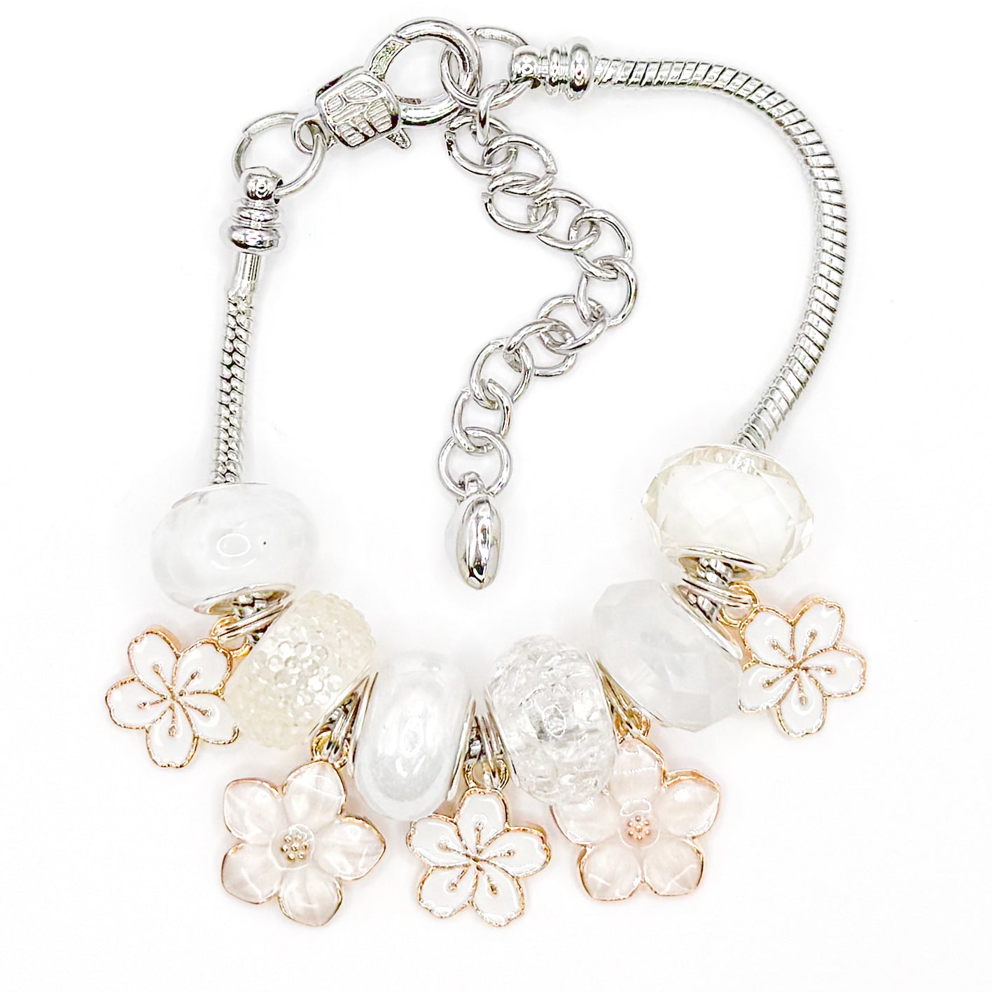 Tropical Flowers European Charm Bracelet