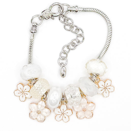 Tropical Flowers European Charm Bracelet