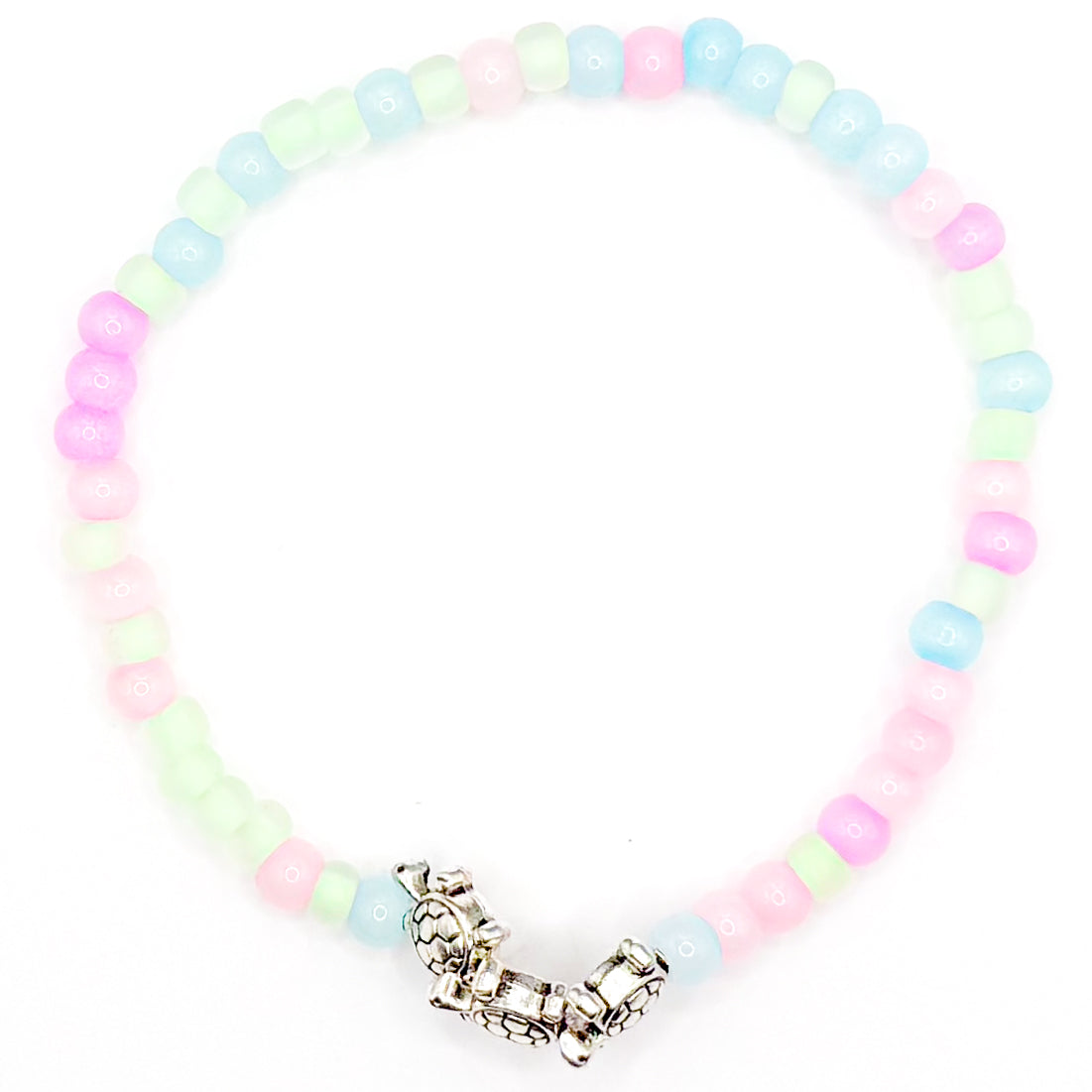 Pastel Jelly Sea Turtles Seed Beaded Bracelet
