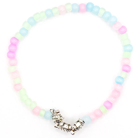 Pastel Jelly Sea Turtles Seed Beaded Bracelet