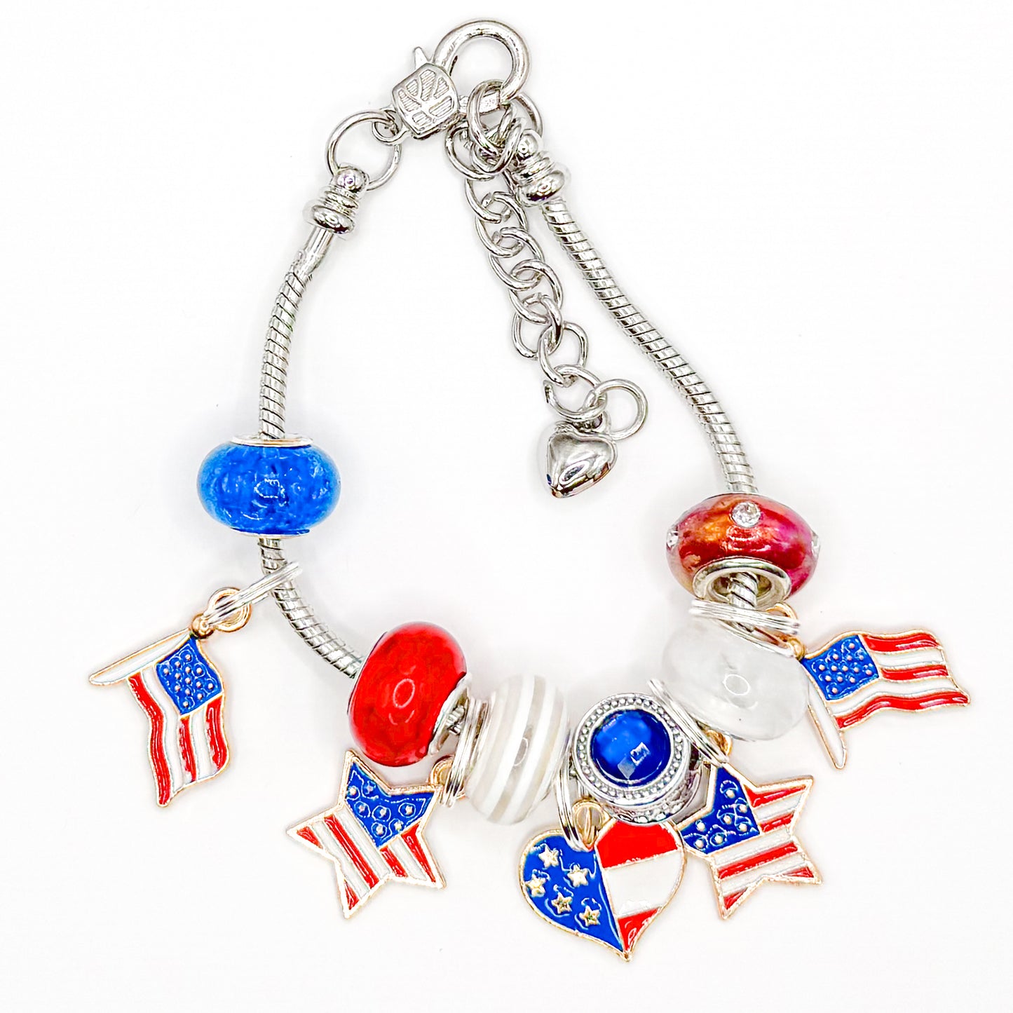 Red, White, and Blue European Charm Bracelet