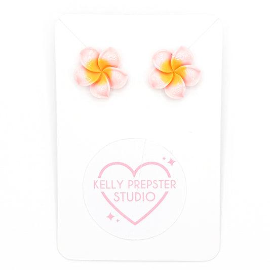Baby Pink Aloha Flowers Post Earrings