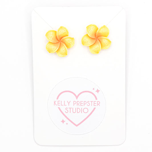 Orange Aloha Flowers Post Earrings