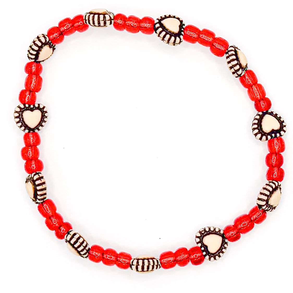 Tropical Hearts Seed Bead Bracelet