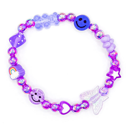 Classic Purple Charms Beaded Bracelet