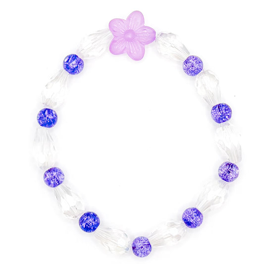 Purple Tropical Flower Glass Beaded Bracelet