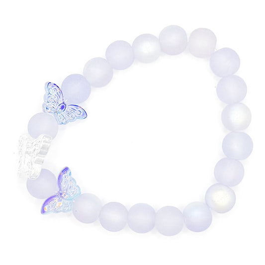 Purple Sparkly Butterflies Glass Beaded Bracelet