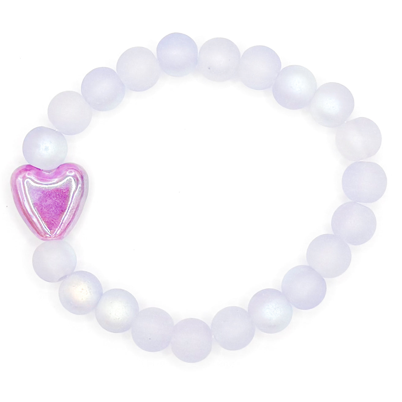 Purple Shimmer Heart Glass Beaded Bracelet