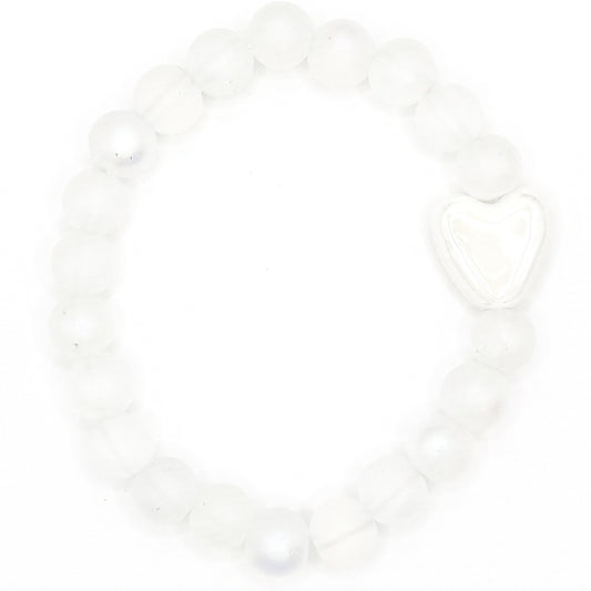 Clear Heart Glass Beaded Bracelet