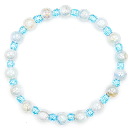 Blue Ocean Pearls Glass Beaded Bracelet