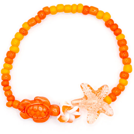 Orange Seed Summer Charms Beaded Bracelet