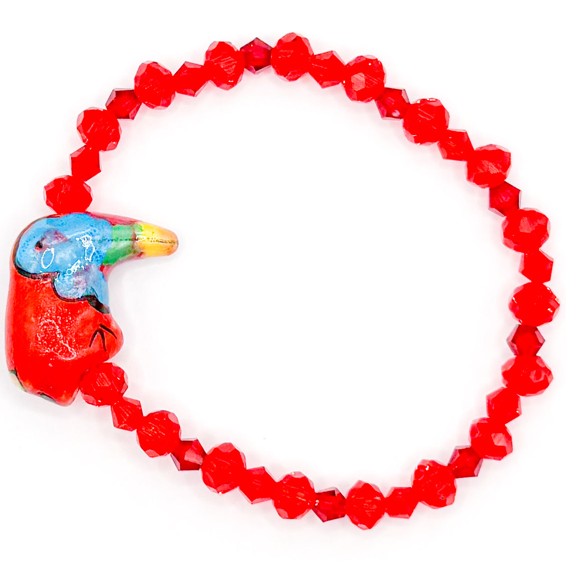 Red Toucan Beaded Bracelet