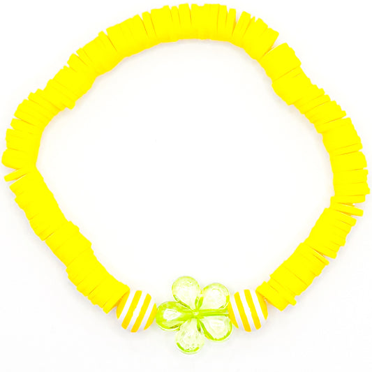 Yellow Flower Clay Beaded Bracelet