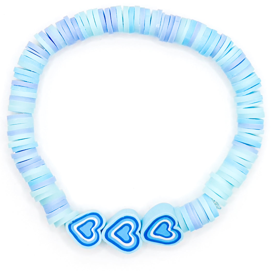 Blue Clay Hearts Beaded Bracelet