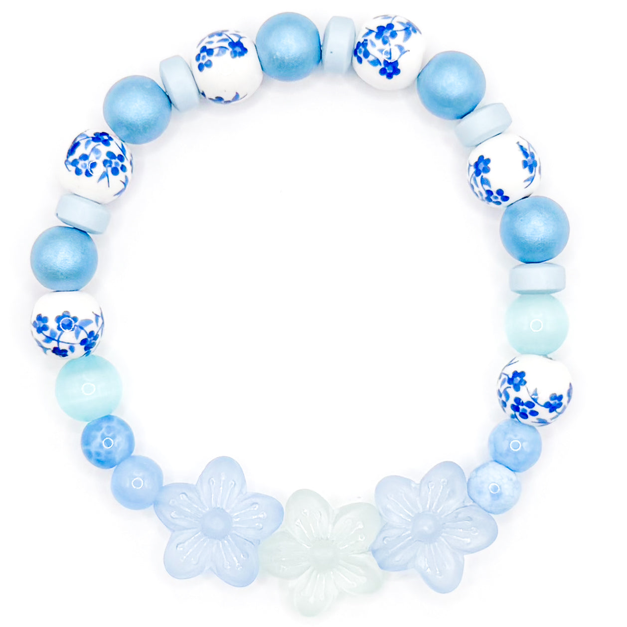 Blue Zen Garden Glass Beaded Bracelet
