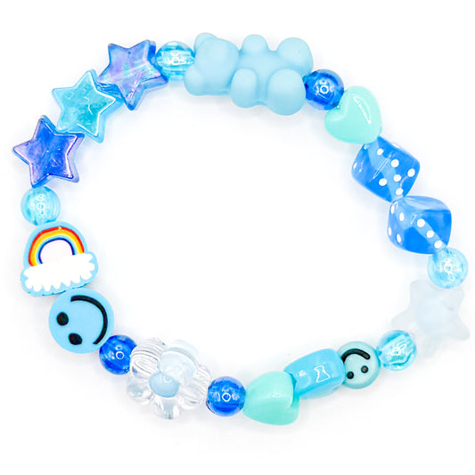 Blue Summer Splash Charm Beaded Bracelet