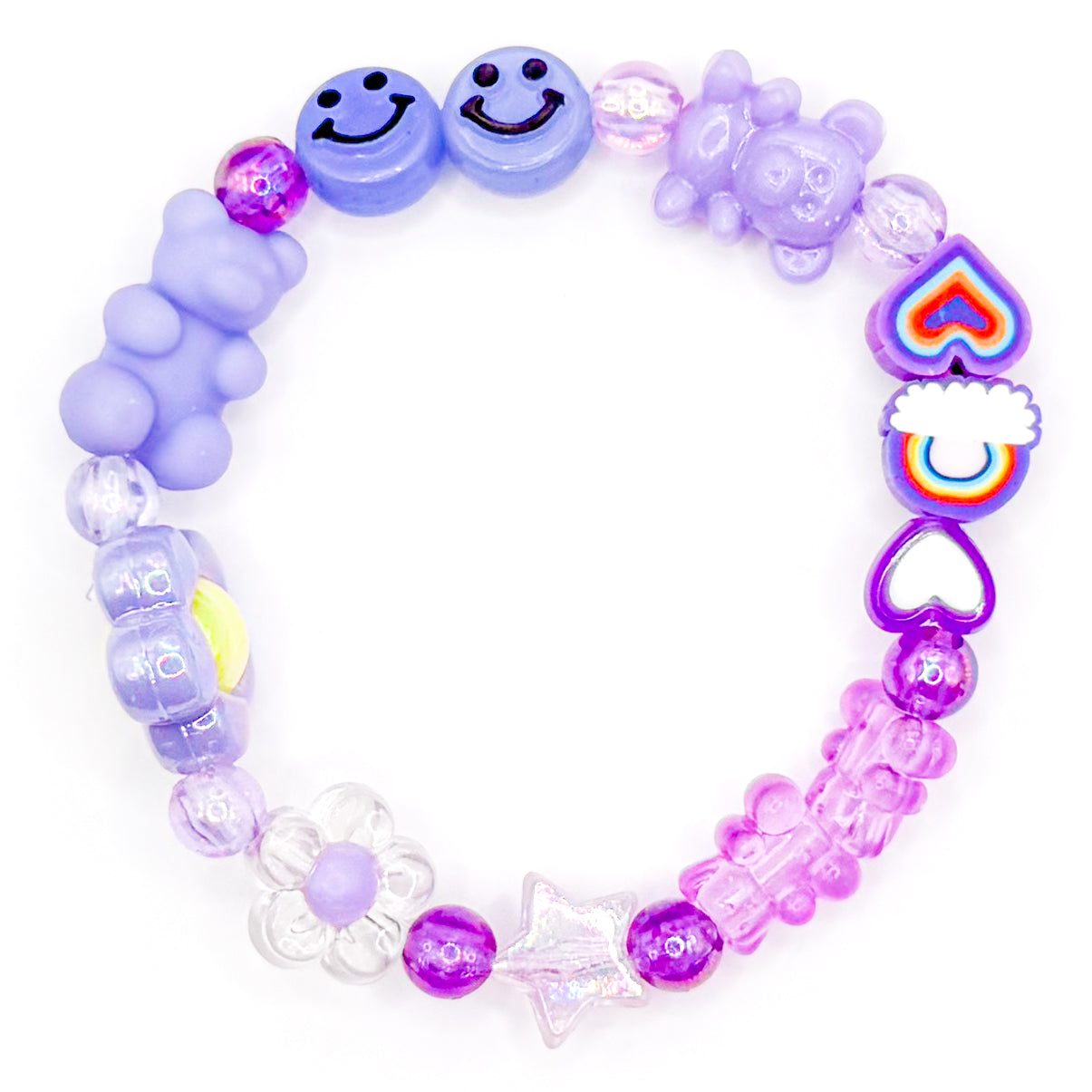 Purple Summer Splash Charm Beaded Bracelet
