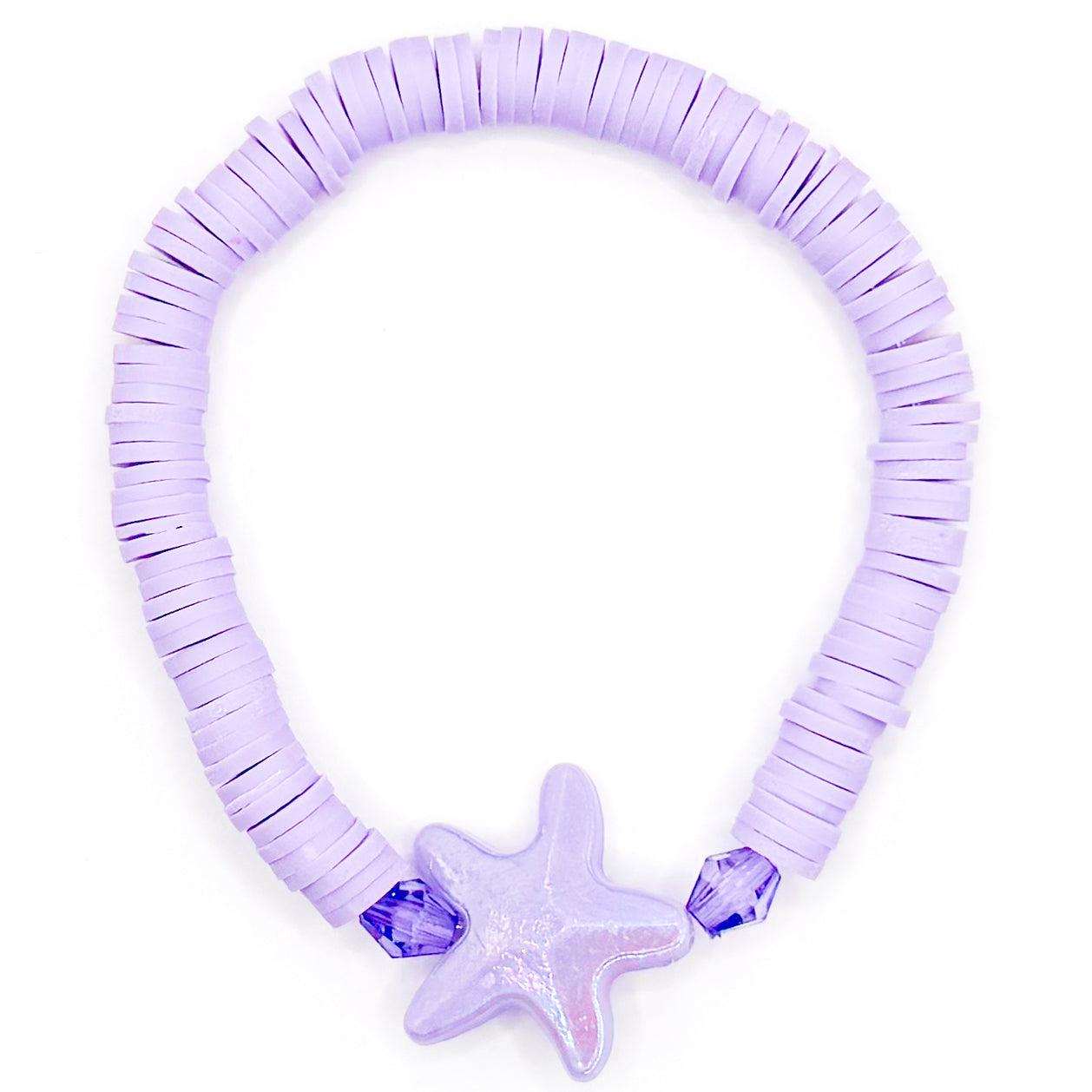 Purple Starfish Clay Beaded Bracelet