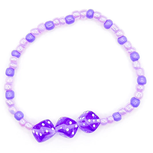 Purple Dice Seed Beaded Bracelet