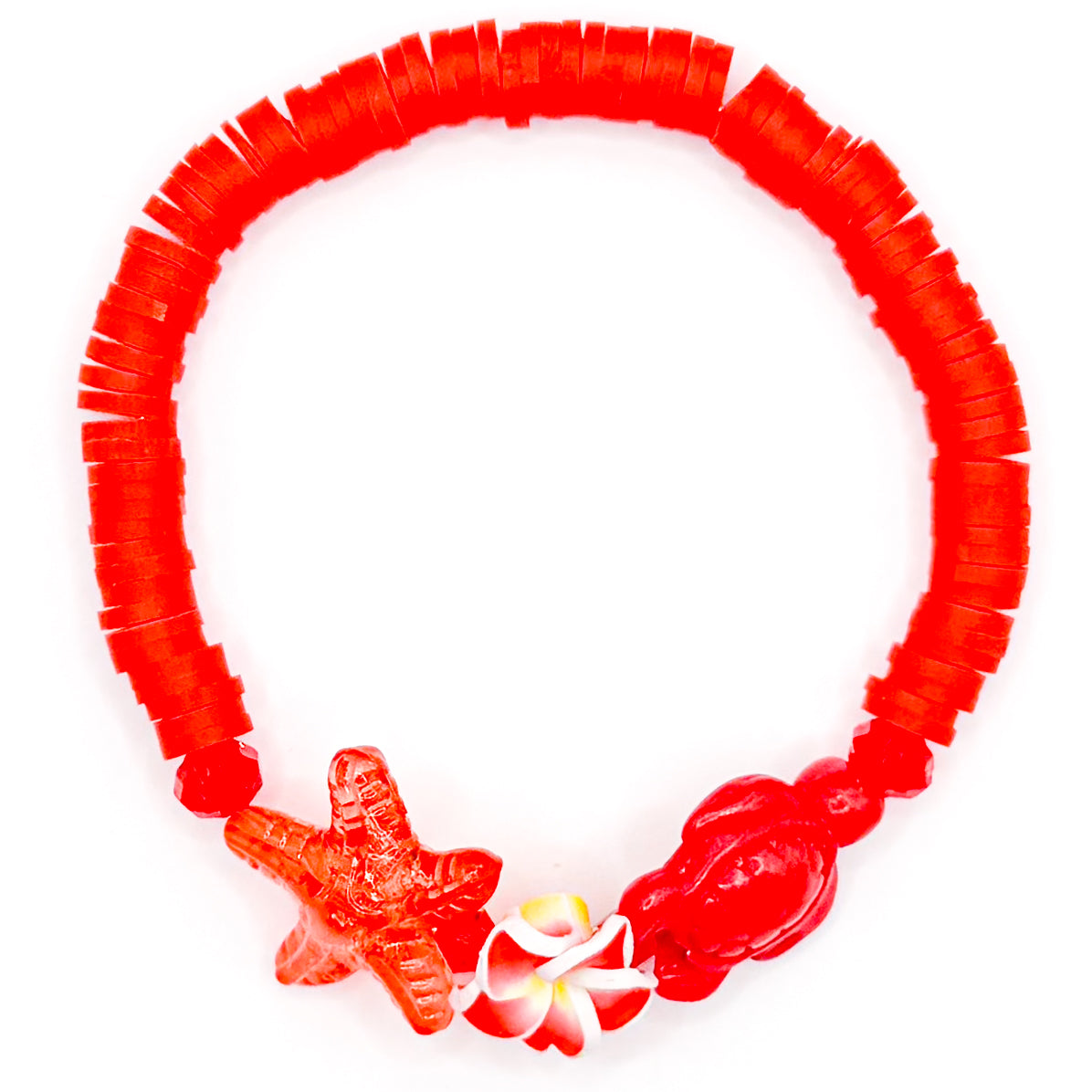 Red Clay Summer Charms Beaded Bracelet