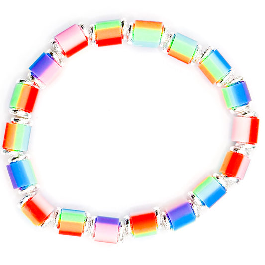 Clay Rainbow Swirl Beaded Bracelet