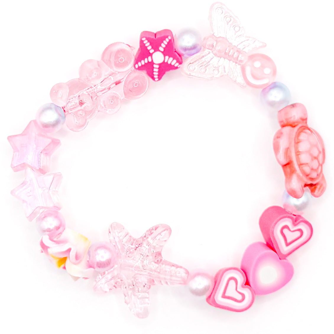 Pink Summer Charm Beaded Bracelet