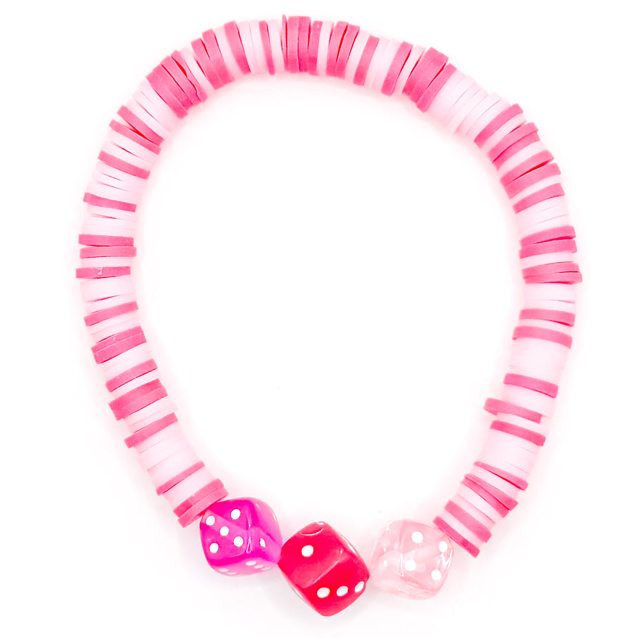 Pink Dice Clay Beaded Bracelet
