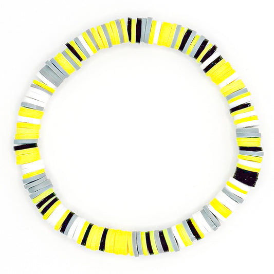 Steel Heart Clay Beaded Bracelet