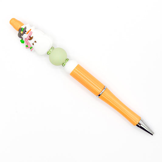 Orange Snowman Charm Pen