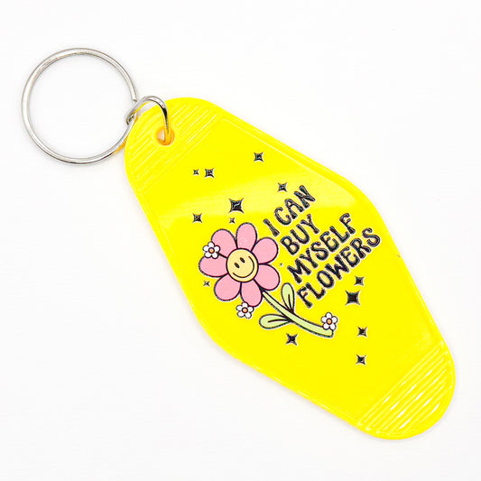Yellow "I Can Buy Myself Flowers" Keychain