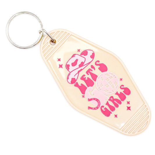 Tan "Let's Go Girls" Keychain